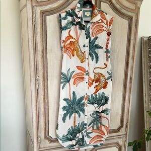 Maeve Anthropologie Tropical Sleeveless Shirt Dress